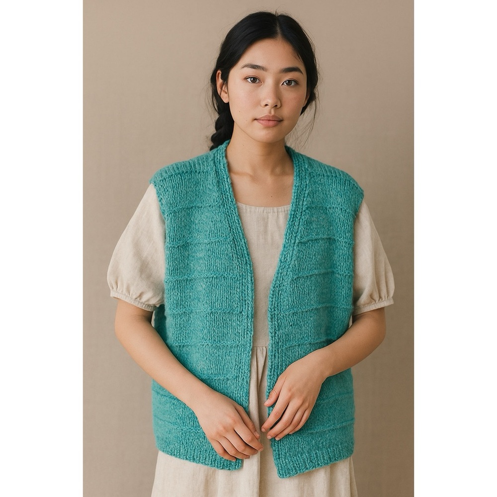 Handmade Knitted Crochet Cardigan Open Front Sleeveless Crochet Sweater Vest